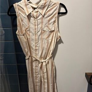 Striped Cream Midi Dress